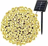 PhilzOps Catena Luminosa Solare Esterno, 22M 200 LED Natale Luce Stringa Solari Esterno 8 Modalità Impermeabile Luci LED Decorative con Memoria Per Giardino Albero Patio Festa, Bianco Caldo