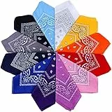 Anpro 12 Pezzi Bandane Multicolori per Cappelli,Bandana per Capelli, Collo,Testa,Sciarpa Fazzoletti da Taschino,Disegno Paisley,Realizzati in 100% Cotone