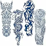 Qpout Tatuaggi Temporanei Semi Permanenti per Uomo Donna, Autoadesivo del Tatuaggio Finto Manica Completa di 1-2 Settimane, Totem Tribale Tatuaggi Realistici Impermeabili