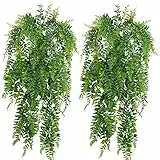 2 Pezzi Piante Artificiali in Plastica di Boston Felce Finta Felce Rampicanti Piante Artificiale Felce da Appendere Piante Edera Artificiale da Appendere per Home Office Cafe Wall Garden Decor 80cm