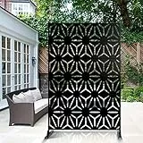 Schermo decorativo per terrazza, balcone, con supporto, decorazione per esterni, per la privacy, divisorio decorativo per interni (stella-nero)