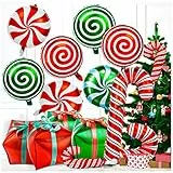 30 palloncini in lamina di Natale, grandi palloncini in mylar con nastri, palloncini rossi verdi per compleanno e caramelle decorazioni a tema feste