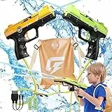 VATOS 2100cc Pistola ad acqua elettrica doppia con zaino - Pistola ad acqua automatica ricaricabile con grande capacità, 32 FT Range Spray Blaster Water Toys Summer Gift for Adults, Kids Ages 3+