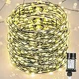 BrizLabs Luci Albero di Natale Esterno, 20M 400 LED Bianco Caldo Catene Luminose Decorazioni Elettrica Filo Rame Luce Fata 8 Modalità Impermeabile Stringa Luci per Giardino Balcone Terrazzo Feste