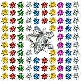 Jonami 100x Fiocchi Regalo Piccoli Fiocchi Decorativi Autoadesivi - Fiocco Pronto per Natale, Compleanno e Matrimonio, Ø 5 cm, Olografici Multicolore