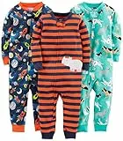 Simple Joys by Carter's Pigiama in Cotone Senza Piede Aderente Bimbo, Pacco da 3, Blu Marino Spazio/Ruggine Righe/Verde Turchese Cani, 24 Mesi