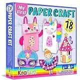 KRAFUN kit di creazione di carta con coniglietto di unicorno per bambini e ragazze di età compresa tra 3 e 8 anni, 18 simpatici progetti di arti e artigianato fai da te, attività artistiche