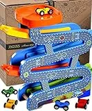 Jaques of London Giocattoli in Legno Carpark Giocattoli per Bambini Perfetti per 1 2 3 Bambini di 4 Anni - Include macchinine, Rampe di velocità e Pista. Giocattoli Perfetti per Bambini