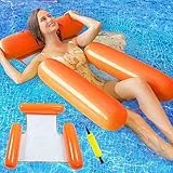 Ambolio Letto Galleggiante Amaca Galleggiante Gonfiabile 4 in 1 Amaca Piscina Gonfiabili Galleggiante Sdraio per Giochi Estivi Piscina e Beach Party per Adulti e Bambini (Arancia)