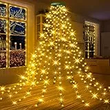 GYLEFY Luci per Albero di Natale, 3M*16 Rami Catene Luminose dell' Albero Natale 480LED Luci Albero di Natale Anelli Ghirlande Luminose Impermeabile per Albero di Natale Esterno Interno -Bianco Caldo