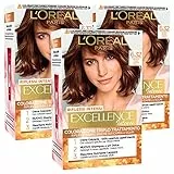 3x L'Oréal Paris Excellence Intense Colorazione Permanente 6.32 Biondo Scuro Dorato Perla Triplo Trattamento - 3 Tinte