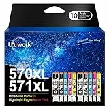 Uniwork 570XL 571XL Compatibili Cartucce d'inchiostro Sostituzione per Canon PGI-570 CLI-571 XL per MG5750 MG5751 MG5752 MG5753 MG6850 MG6851 TS5050 TS5051 (PGBK Nero Ciano Magenta Giallo, 10-Pack)