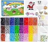 Amzeeniu Perline da Stirare 5 mm,24 Colori a Fusione kit Creativo Fai da Te,Accessori Artigianali Set con Carta Stiro,Pinzette,Clip,Pegboard Progetto Giocattoli Educativi per Bambini