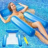Ambolio Letto Galleggiante Amaca Galleggiante Gonfiabile 4 in 1 Amaca Piscina Gonfiabili Galleggiante Sdraio per Giochi Estivi Piscina e Beach Party per Adulti e Bambini (Blu Scuro)