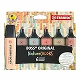 Stabilo Evidenziatore BOSS ORIGINAL NatureCOLORS - Astuccio da 6 - Sabbia/Cenere/Foglia di Tè/Terra di Siena/Verde Oliva/Fava di Cacao