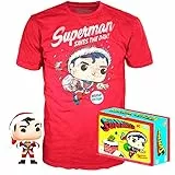 Funko - Set Figura Pop & tee DC Comics Superman Exclusive Flocked Bambole azione, Multicolore (137189)