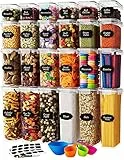 Set di contenitori ermetici per alimenti, 24 pezzi, per organizzazione cucina e dispensa, senza BPA, contenitori in plastica con coperchi resistenti, ideali per cereali, farina e zucchero, set di