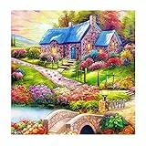 MXJSUA 5D Kit Pittura Diamante Fai da Te in Base al Numero Trapano Completo Perline Rotonde Strass di Cristallo Immagine Wall Sticker Decor 30x30 cm Casa dei Fiori