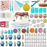 Kit Pasticceria Decorazioni Torte Set 301 Pezzi, Nifogo Utensili Pasticceria con Piatto Girevole per Torte, Beccucci, sac a Poche, E-libro
