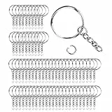 Set di 70 portachiavi da 25 mm, con catena, anello per il fai da te, portachiavi per il fai da te, per la creazione di gioielli, argento