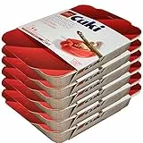 Cuki Vaschette in cartoncino con coperchi dal freezer al microonde - 4 porz - rettangolari [RC2] - 12 vaschette (Multipack)