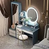 Consolle Trucco, Toeletta Trucco Tavolo, Con Specchio A Corpo Intero/specchio Intelligente Tonificante A Led/sedia Fata, Con 6 Cassetti Scrivania Trucco Trucco, Armadio Trucco Moderno Camera Letto