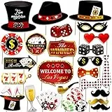 Qpout Las Vegas Casino Photo Booth Puntelli Divertente Kit Fai Da Te Per Selfie a Tema Poker Fai-Da-Te Per La Decorazione Della Festa Notturna Bomboniere Per Feste 25 Pezzi