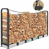 Himimi per legna da ardere in metallo antiruggine 235 x 32 x 116cm, 1134 kg di portata rastrelliera portalegna da esterno all'aperto, Ridimensionabile legnaia da esterno