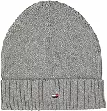 Tommy Hilfiger Berretto con Bandiera Piccola Cappello Lavorato a Maglia, Light Grey Heather, S-M Unisex-Adulto