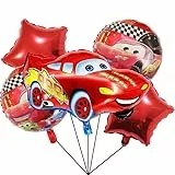 Palloncini Cars Lightning McQueen Set Decorazioni di Compleanno, Alluminio Palloncino in Pellicola per Auto,Cake Topper Per Ragazzo Bambino Auto Festa A Tema（B）