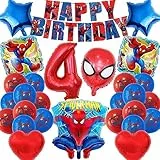 Palloncini Spiderman Compleanno, 28PCS Spiderman Pallone Decorazione Party Set, Palloncini Spiderman 4 Anni Ragazzo, Kit compleanno Spiderman 3D Spiderman Palloncini per Feste per Bambini (4 Anni)