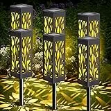One Fire Lampade Solari da Giardino Potenti, 6 Pacchi Lampioni da Giardino Esterno Foglia D'acero, IP65 Luci da Giardino Solari, Auto ON/OFF Lampada Solare da Giardino, Illuminazione Giardino Solare