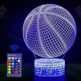 Pallacanestro Lampade 3D Illusione Ottica Luce Notturna, 16 Colori Controllo Tattile Lampada Decorazione Da Comodino Con Cavo Usb, Lampada Illuminazione Luce, Regali di pallacanestro bambini