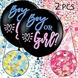 Annhao Reveal di Genere Palloncino, 2 Pezzi Baby Shower Balloon Boy or Girl Reveal Party Palloncino da 36 Pollici(Circa 92 cm) con Rosa Blu coriandoli per Ragazzo o Ragazza Decorazione Party