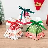 Feliciay 30 Scatole di Carta Natalizie per Dolcetti, Dolci, Cioccolato, Articoli per Feste, Regalo, Confezione Regalo con Nastro Ed Etichetta per Natale (3 Motivi, Babbo Natale, Alce, Albero)