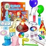 UNGLINGA 33 Esperimenti Kit Scienza per Bambini Età 4-6-8-10, Progetto Scienza Giocattoli STEM per Ragazzi Ragazze Apprendimento Regali Educativi per 4 5 6 7 8 9 10 Anni, Set di Chimica, Vulcano
