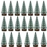 20pz 10cm Mini Albero di Natale Artificiale Finte Piccolo con Base Legno Pino Natale Sisal Mini Sisal Snow Frost Alberi Alberelli Regalo Decorazione Fai da Te Natalizie Tavolo Casa Cucina Festa
