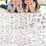 Tatuaggio Unicorno, FainFun 10 Pezzi Tatuaggi Temporanei Unicorno, Adesivi Unicorno bambina per compleanno, per Ragazze, Ragazzi e Adolescenti, Fai da te, Disponibile come Scambio di Regali