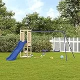 Festnight Giochi da Giardino, Altalena da Giardino per Bambini, Scivolo per Bambini, in Legno Massello di Pino