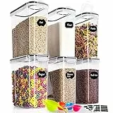 GoMaihe 4L Contenitori Alimentari per Cereali, Contenitori Ermetici Alimentari Plastica con Coperchio per Alimenti Set 6 Pezzi, Utilizzato per la Conservazione di Pasta, Cereali, Muesli, Farina