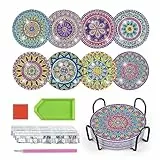 8pcs Sottobicchieri, Comius Sharp Sottobicchiere Con Pittura A Diamante, DIY Diamante Tazza Sottobicchieri Arte Pittura Kit Per Bambini Adulti Divertenti Mestieri Forniture