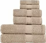 SweetNeedle Set di asciugamani - 2 asciugamani da bagno, 2 asciugamani e 2 salviette, uso quotidiano 500 g/mq, filato ad anello, altamente assorbente per bagno, biancheria (confezione da 6)