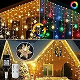 Tenda Luminosa Esterno, 9M 360LEDs Luci di Natale Esterno, 8 Modalità illuminazione Catena Luminosa Esterna con Telecomando Wireless, Per Feste, Decorazioni Natalizie, Bianco caldo/Colorato