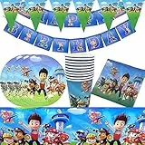 Decorazioni Compleanni , 62 Pezzi Stoviglie design , Party Kit Tovaglia Copertina Buon Compleanno Banner Birthday Party Supplies