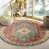 KIMODE Tappeto rotondo per soggiorno, stile bohémien, tribale, 120 cm, rotondo, morbido, antiscivolo, lavabile in lavatrice, tappeto in finta lana per ingresso, sala da pranzo, cameretta dei bambini