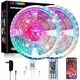 Striscia LED 20M, GUSODOR Luci Led Colorati con Controllo APP, RGB Led Strisce con 44 Tasti Telecomando IR, Nastri LED Funzione Musicale, Strip Led da Casa/Cucina/Soffitto/Festa/TV/Decorazione/Bar