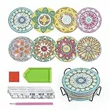 8pcs Sottobicchieri, Comius Sharp Sottobicchiere Con Pittura A Diamante, DIY Diamante Tazza Sottobicchieri Arte Pittura Kit Per Bambini Adulti Divertenti Mestieri Forniture
