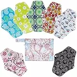 Rovtop 7 Pezzi 25.4cm Assorbenti Igienici Lavabili in Fibra di Bambù/Panno Mestruale + 1 Mini Borsa da Trasporto, più Sano, Economico ed Ecologico Rispetto Agli Assorbenti Monouso