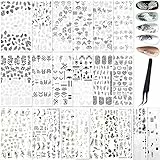 Adesivi Unghie Stickers Bianco Nero, 22 Fogli Nail Art 3D Decalcomanie Autoadesive Fiori, Fiori Farfalla Vite Motivi Geometrici Design Fai Da Te Decorazione per unghie per Donne Ragazze