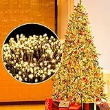 Ulinek Luci Natale Esterno, 1000LED 25M Luci Natalizie da Esterno, Catena Luminosa 8 Modalità Impermeabile per Natale Giardino Interno Esterno Festa Casa, Luci Natale Bianco Caldo(Filo Verde)